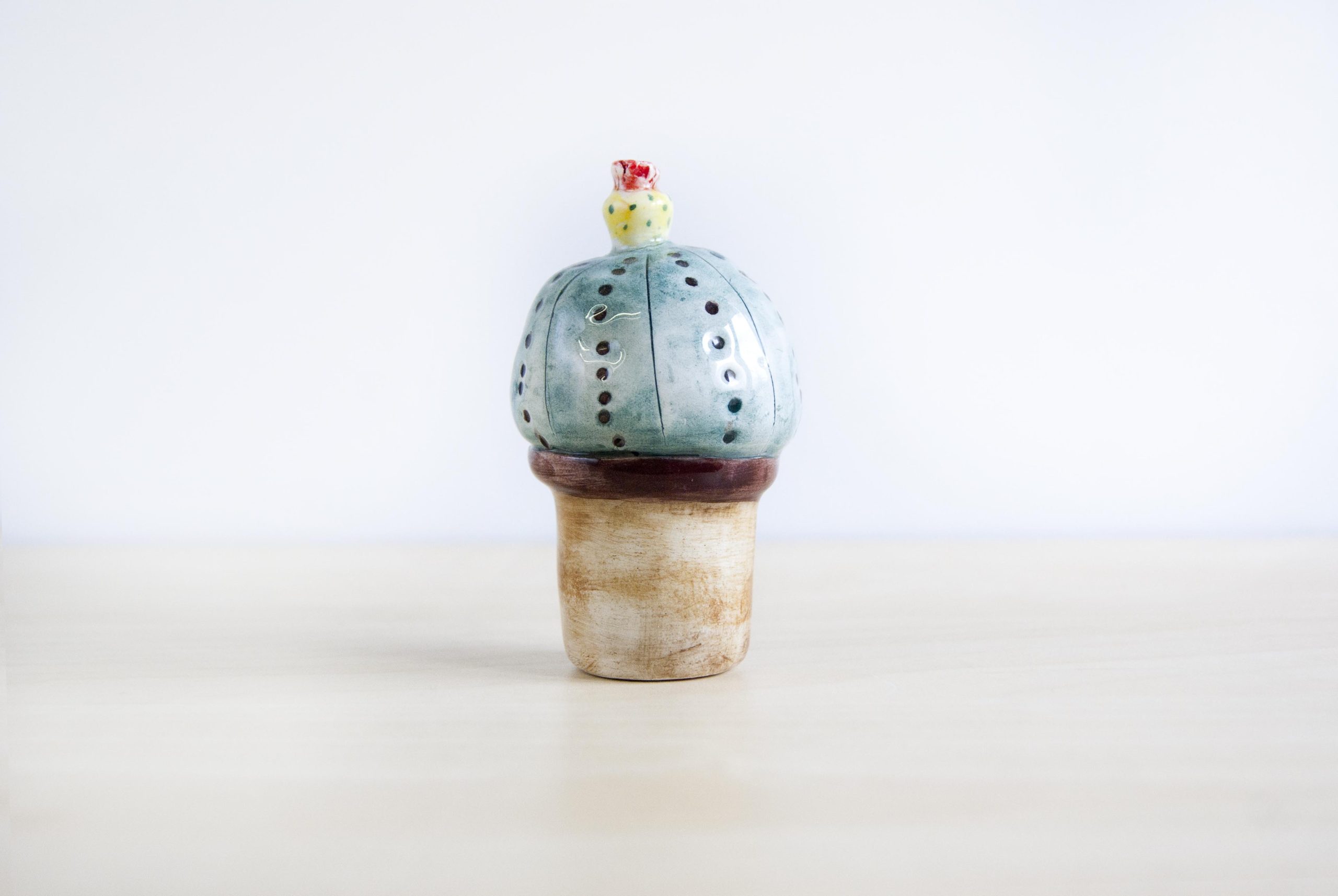 Cactus de cerámica en miniatura pareja bola y palma