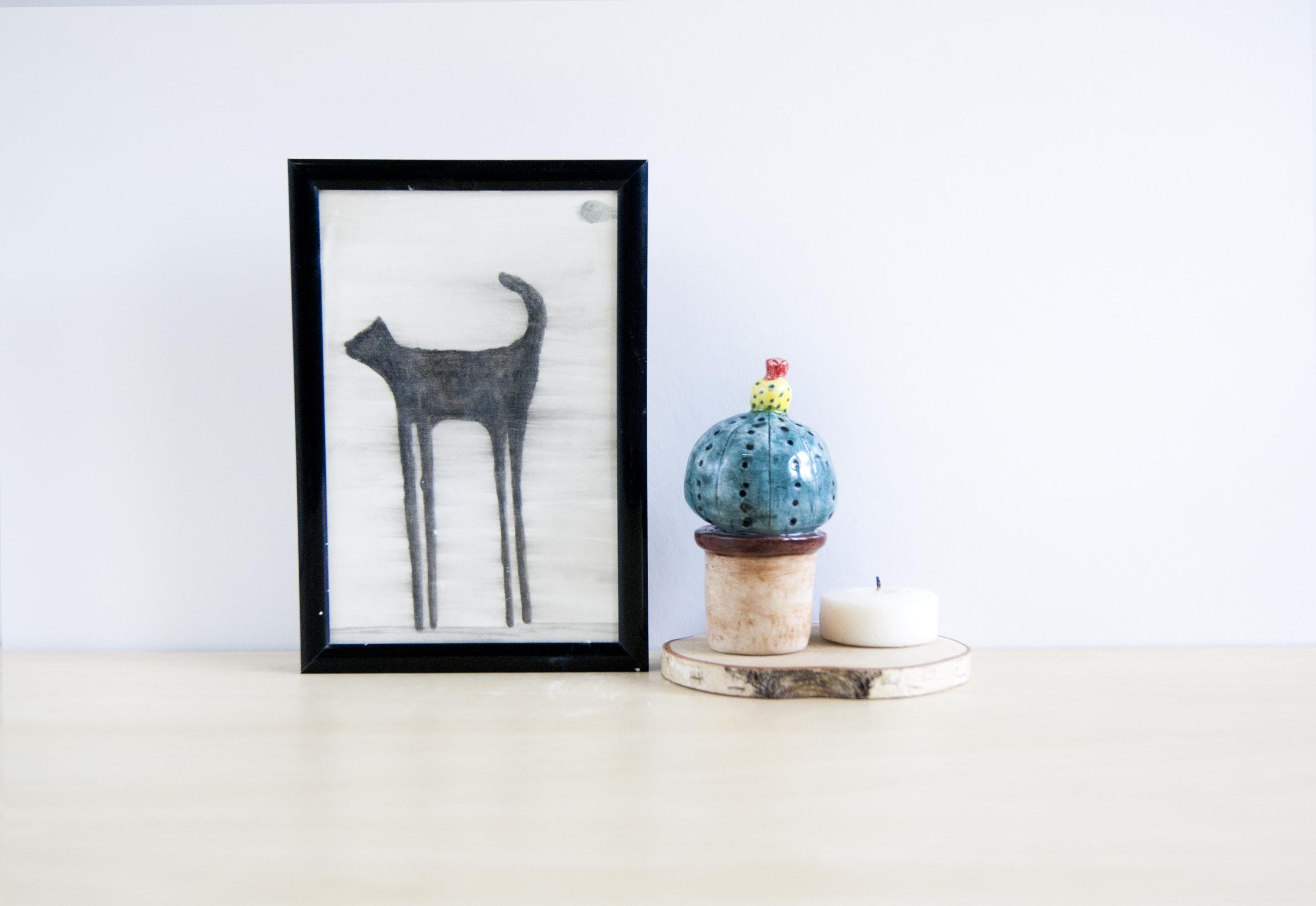 Cactus de cerámica en miniatura pareja bola y palma