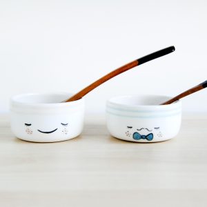 Pequeños cuencos de cerámica para servir Mr & Mrs